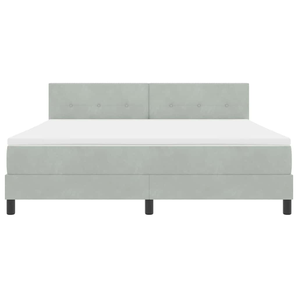 Lit à ressorts avec tête de lit Gris clair 180 x 200 cm Velours - XIOS