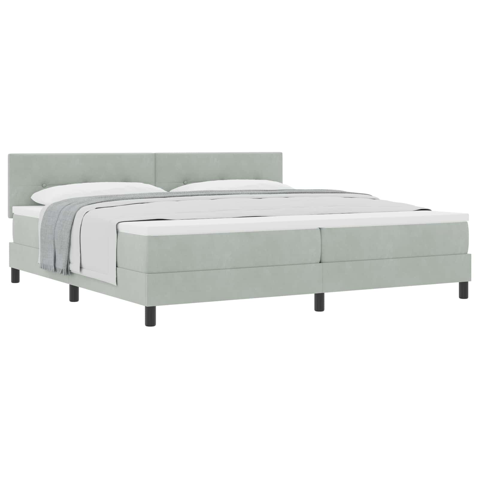 Lit à ressorts avec matelas Gris clair 200 x 200 cm Velours - XIOS