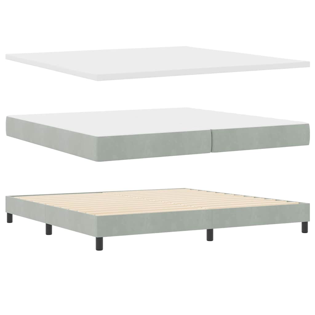 Lit à ressorts avec matelas Gris clair 200 x 200 cm Velours - XIOS