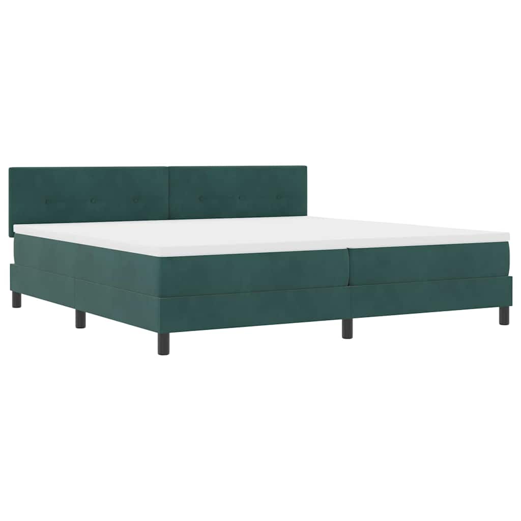 Lit à ressorts avec tête de lit Vert foncé 200 x 200 cm Velours