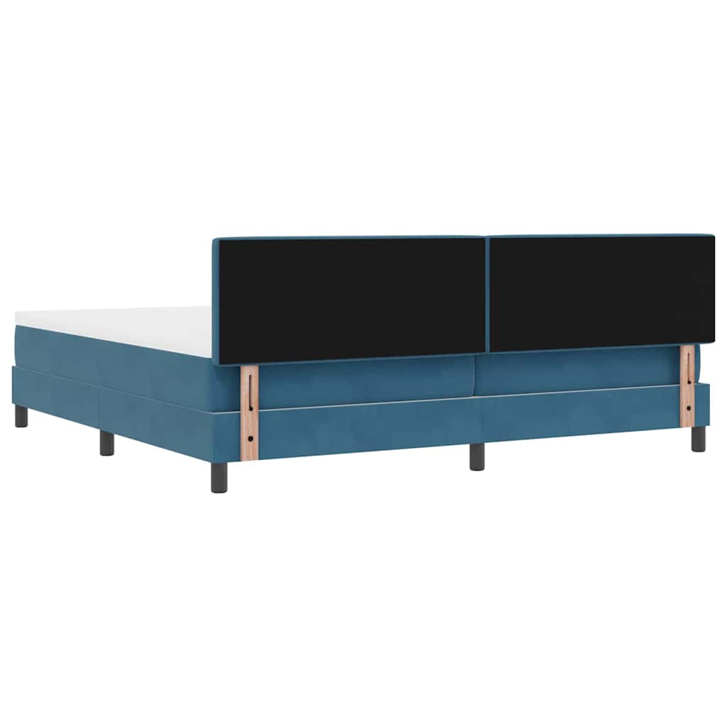 Lit à ressorts avec tête de lit Bleu foncé 200 x 200 cm Velours