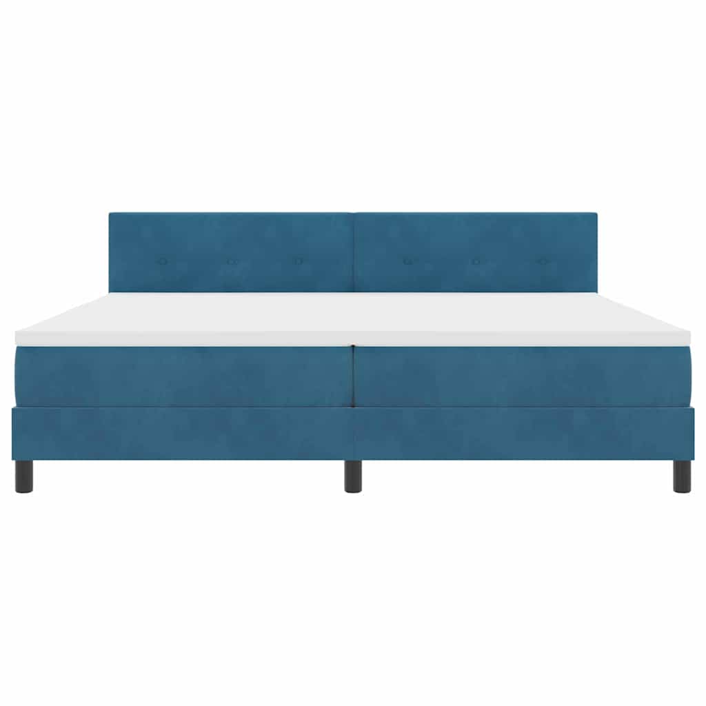 Lit à ressorts avec tête de lit Bleu foncé 200 x 200 cm Velours