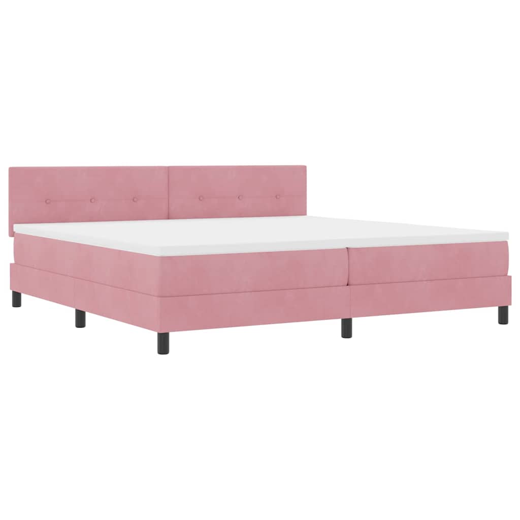 Lit à ressorts avec tête de lit Rose 200 x 200 cm Velours