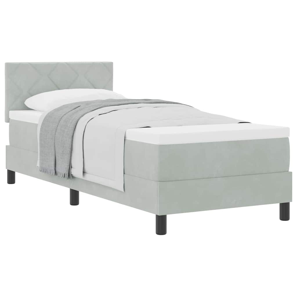 Lit à ressorts avec matelas Gris clair 80 x 200 cm tissu - XIOS