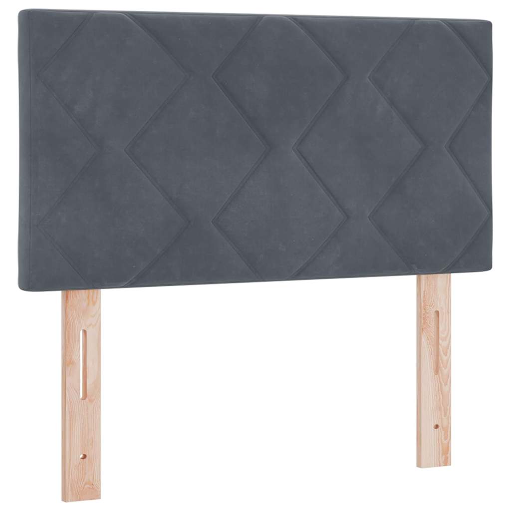 Lit à ressorts avec tête de lit Gris foncé 80 x 200 cm Velours - XIOS