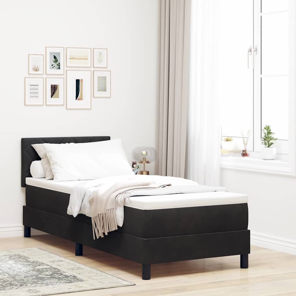 Lit à ressorts avec matelas avec matelas Noir 80 x 200 cm tissu - XIOS