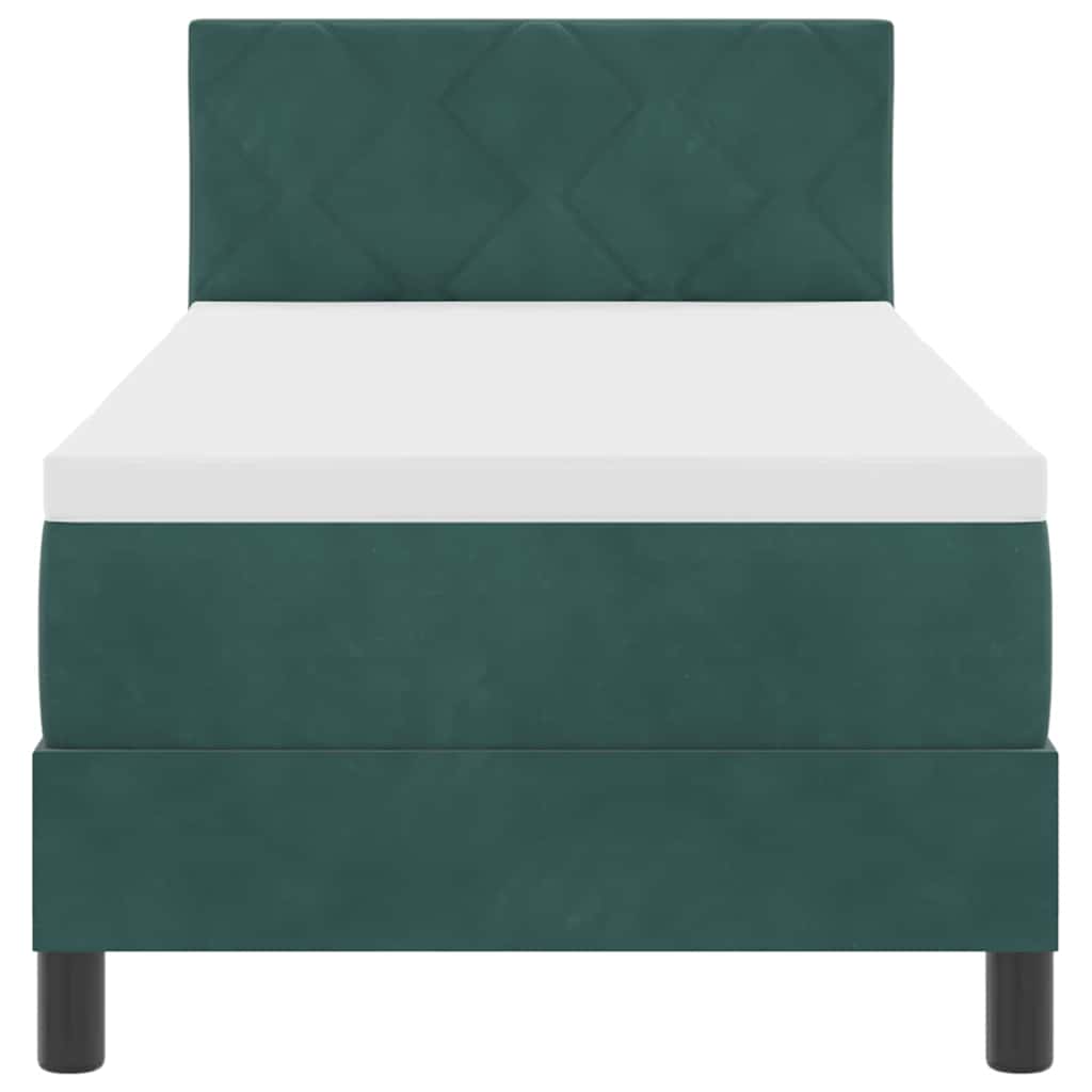 Lit à ressorts avec tête de lit Vert foncé 80 x 200 cm Velours - XIOS