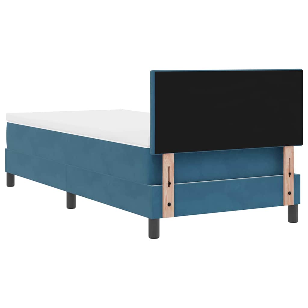 Lit à ressorts avec tête de lit Bleu foncé 90 x 190 cm Velours - XIOS