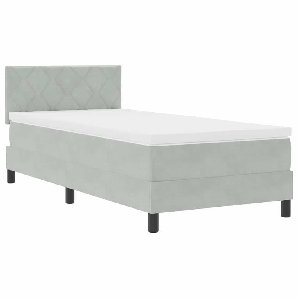 Lit à ressorts avec matelas Gris clair 90 x 200 cm tissu - XIOS