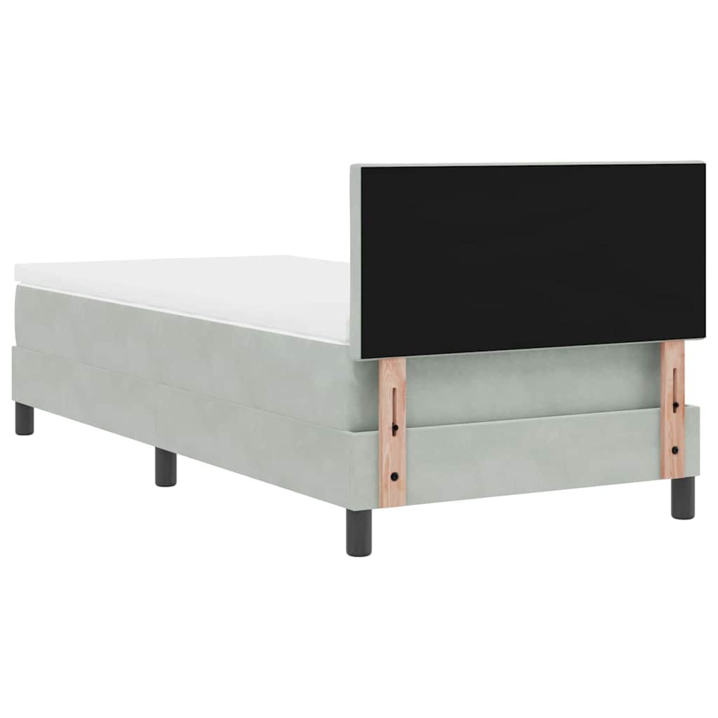 Lit à ressorts avec tête de lit Gris clair 90 x 200 cm Velours - XIOS