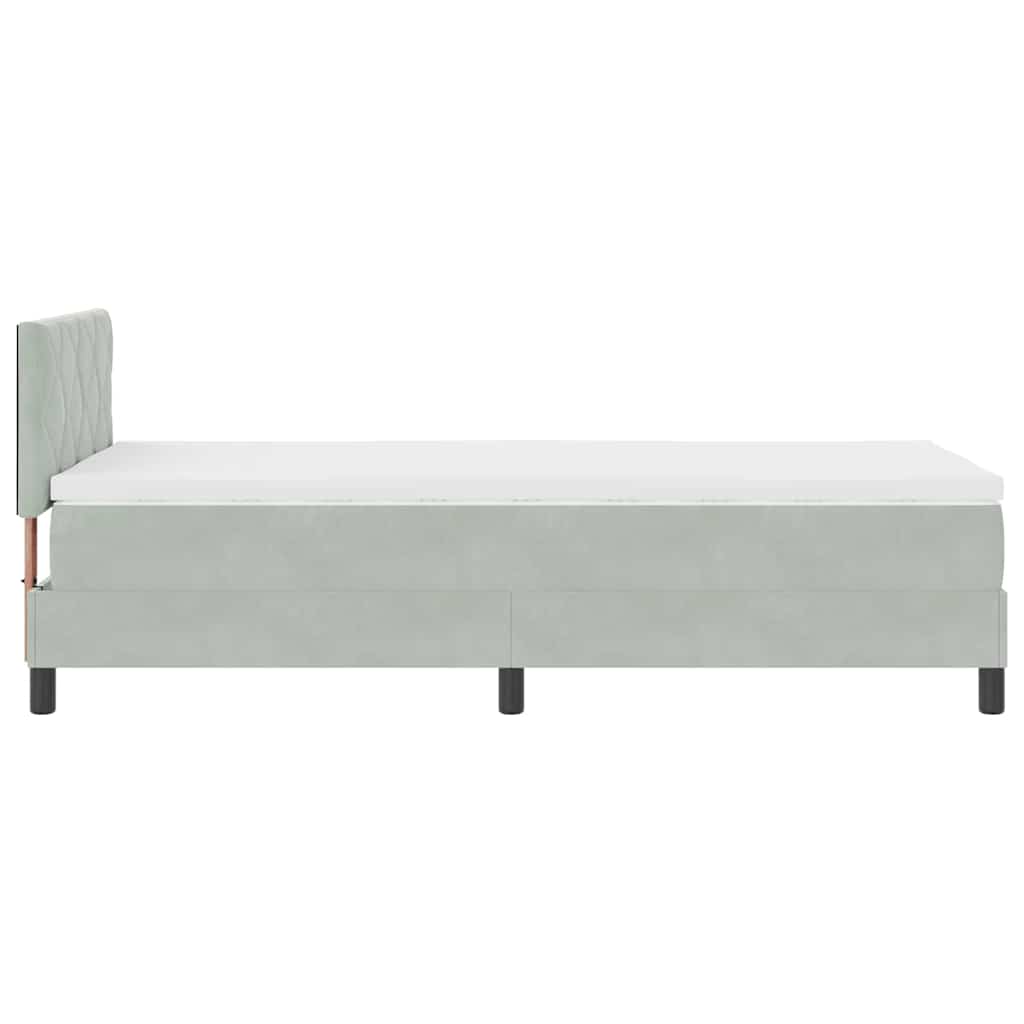 Lit à ressorts avec tête de lit Gris clair 90 x 200 cm Velours - XIOS