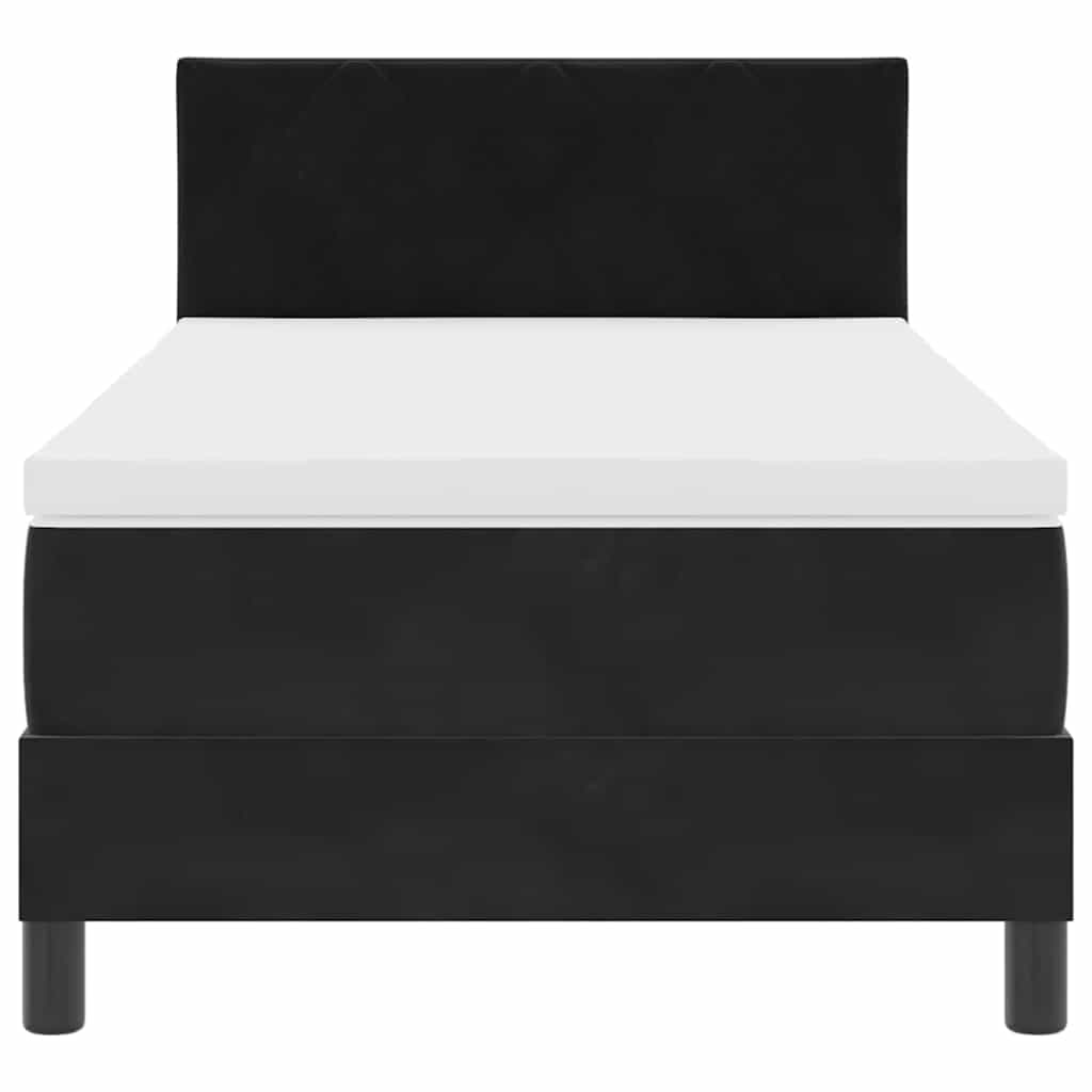 Lit à ressorts avec matelas avec matelas Noir 90 x 200 cm tissu - XIOS