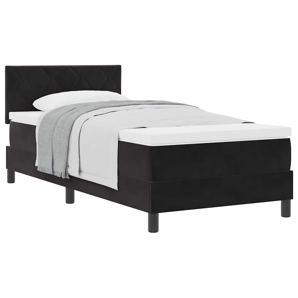 Lit à ressorts avec matelas avec matelas Noir 90 x 200 cm tissu - XIOS