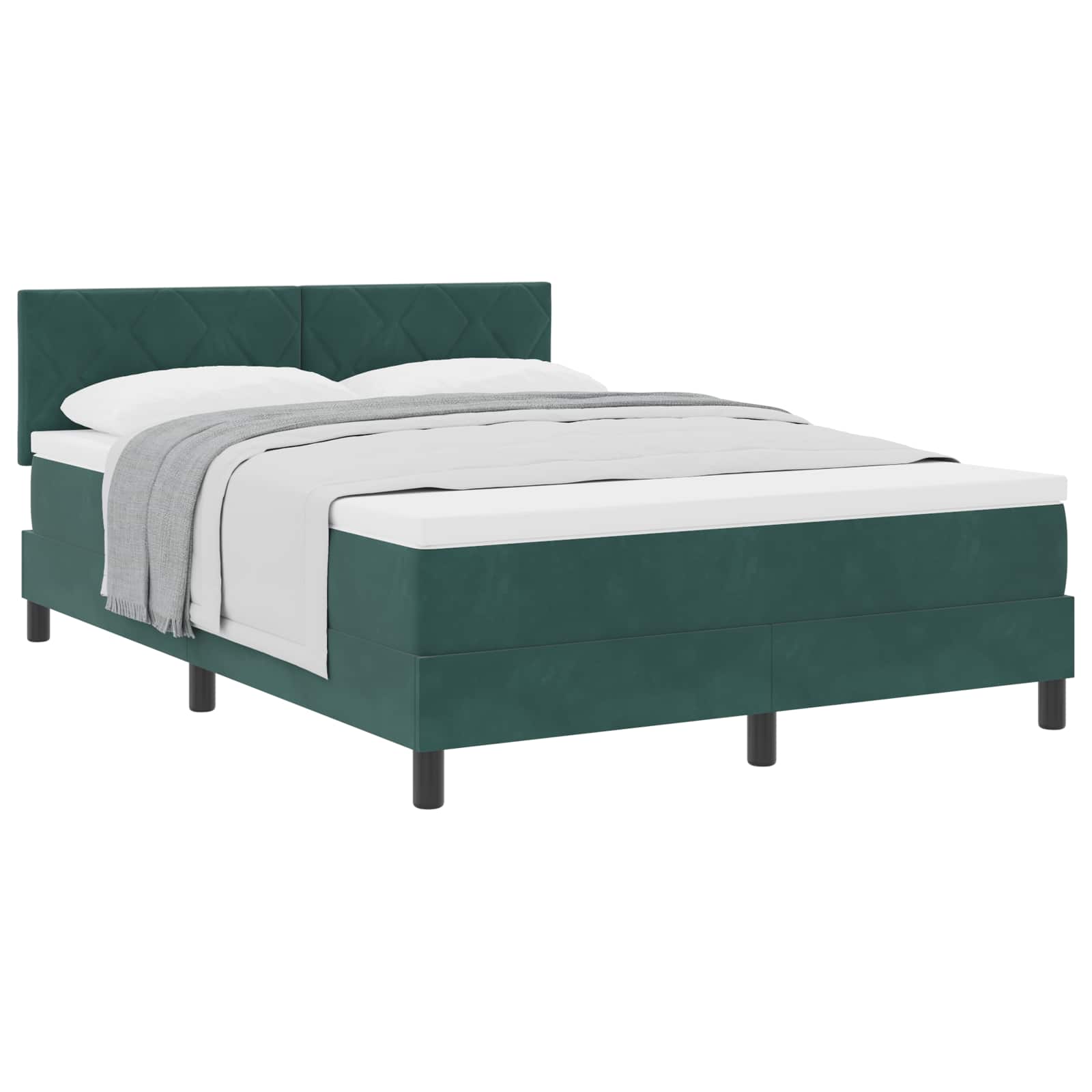 Lit à ressorts avec tête de lit Vert foncé 140 x 190 cm Velours - XIOS