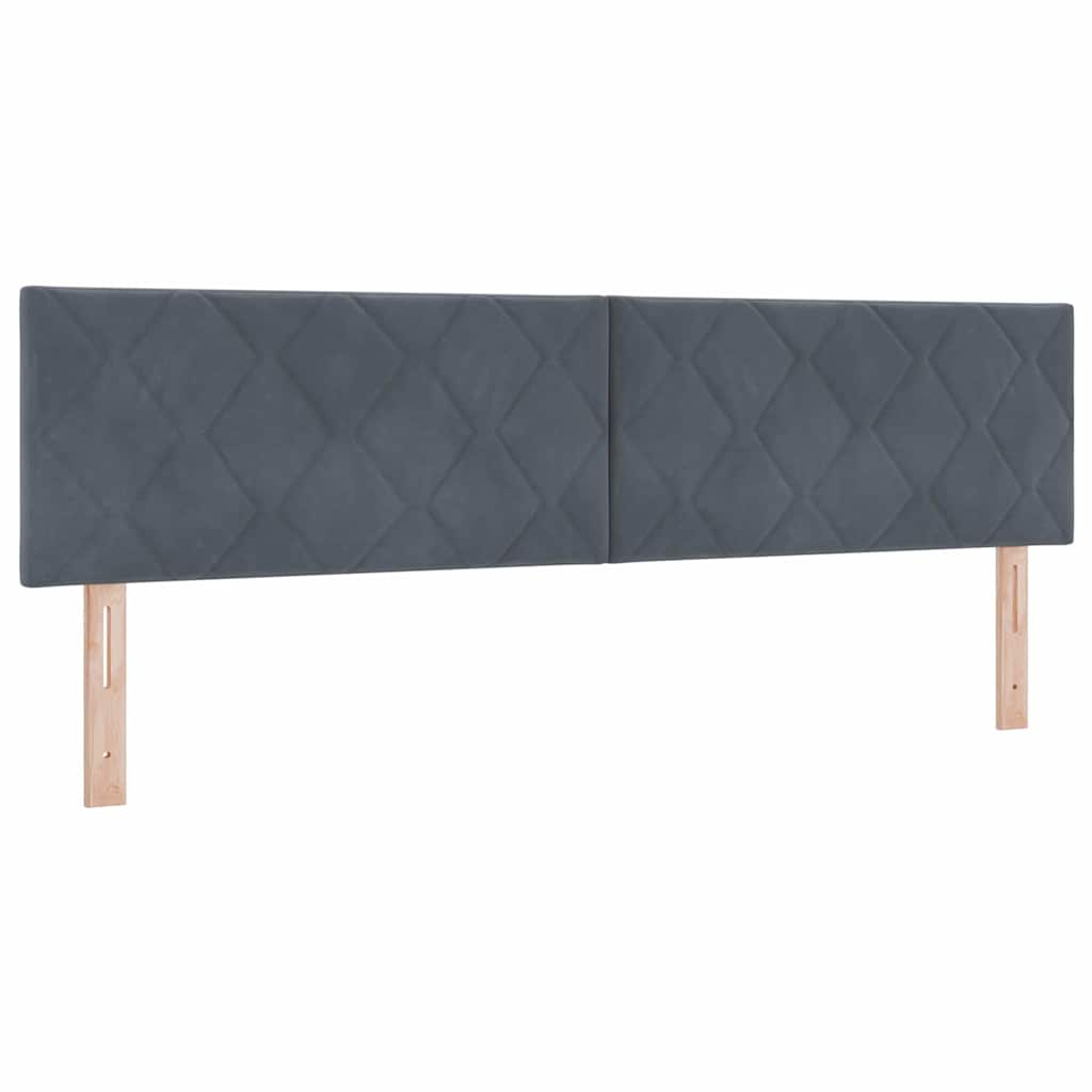 Lit à ressorts avec tête de lit Gris foncé 180 x 200 cm Velours