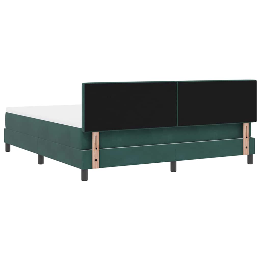 Lit à ressorts avec tête de lit Vert foncé 180 x 200 cm Velours