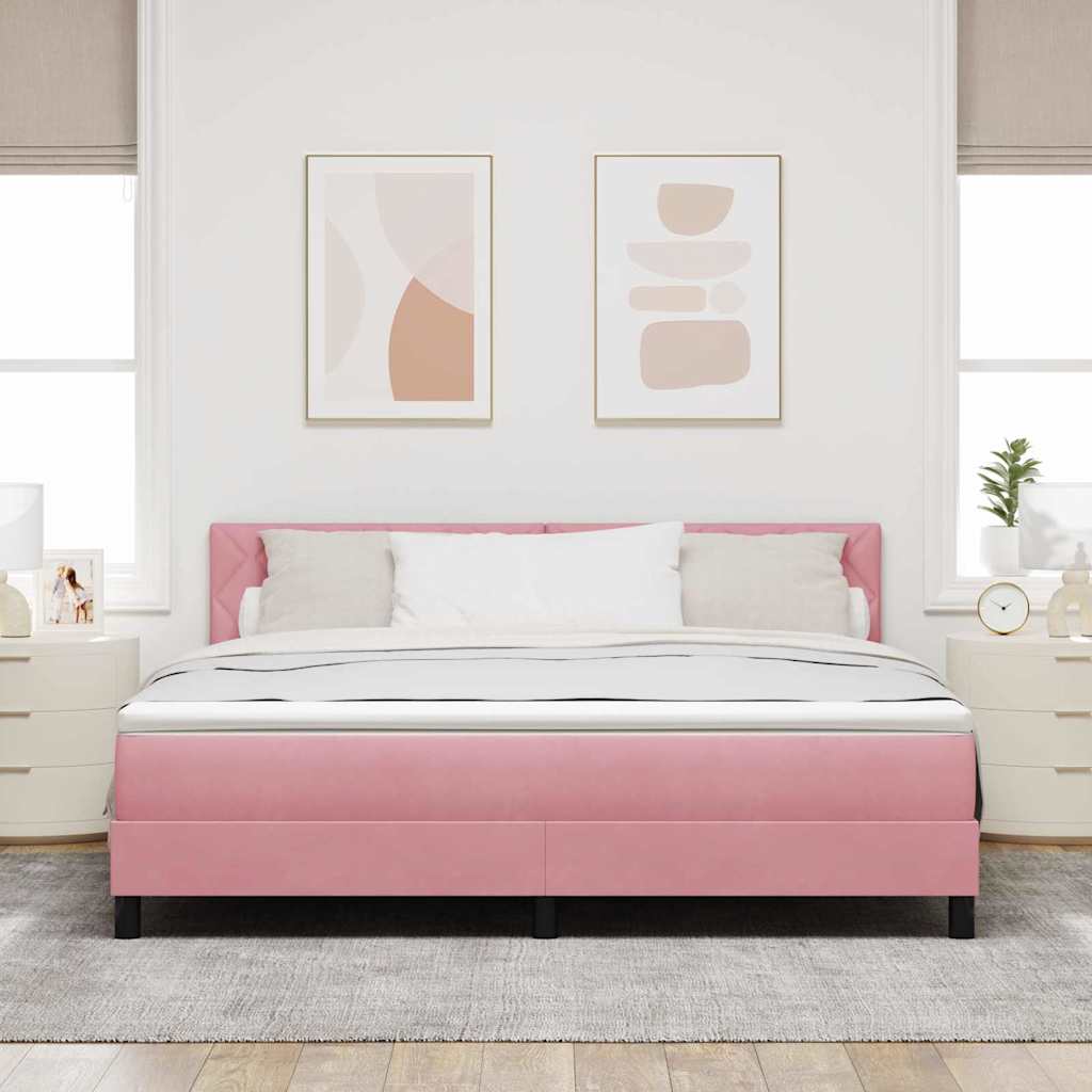 Lit à ressorts avec tête de lit Rose 180 x 200 cm Velours - XIOS