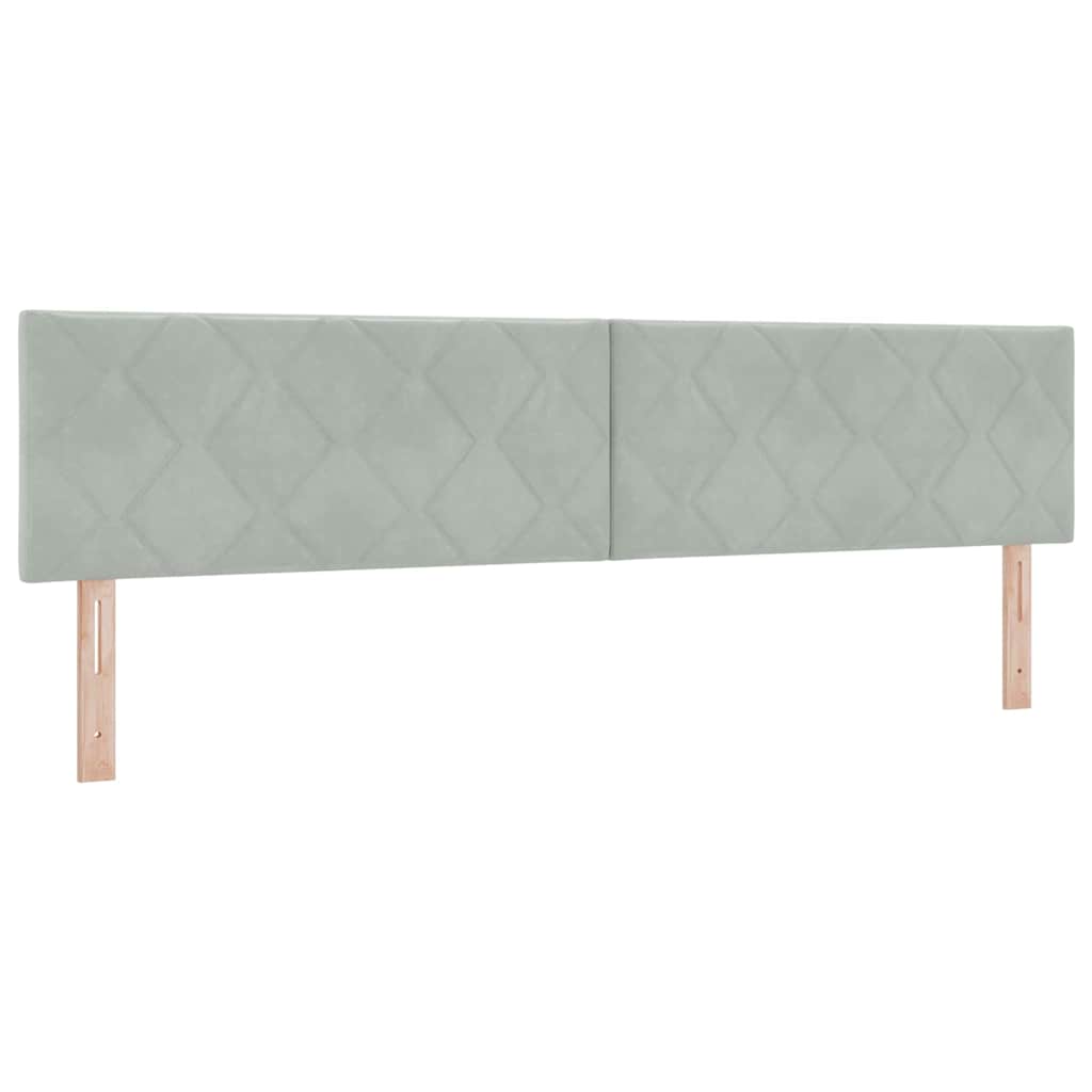 Lit à ressorts avec tête de lit Gris clair 200 x 200 cm Velours