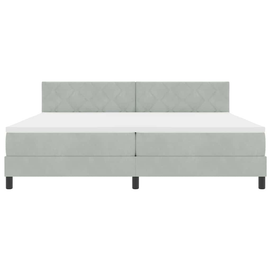 Lit à ressorts avec tête de lit Gris clair 200 x 200 cm Velours