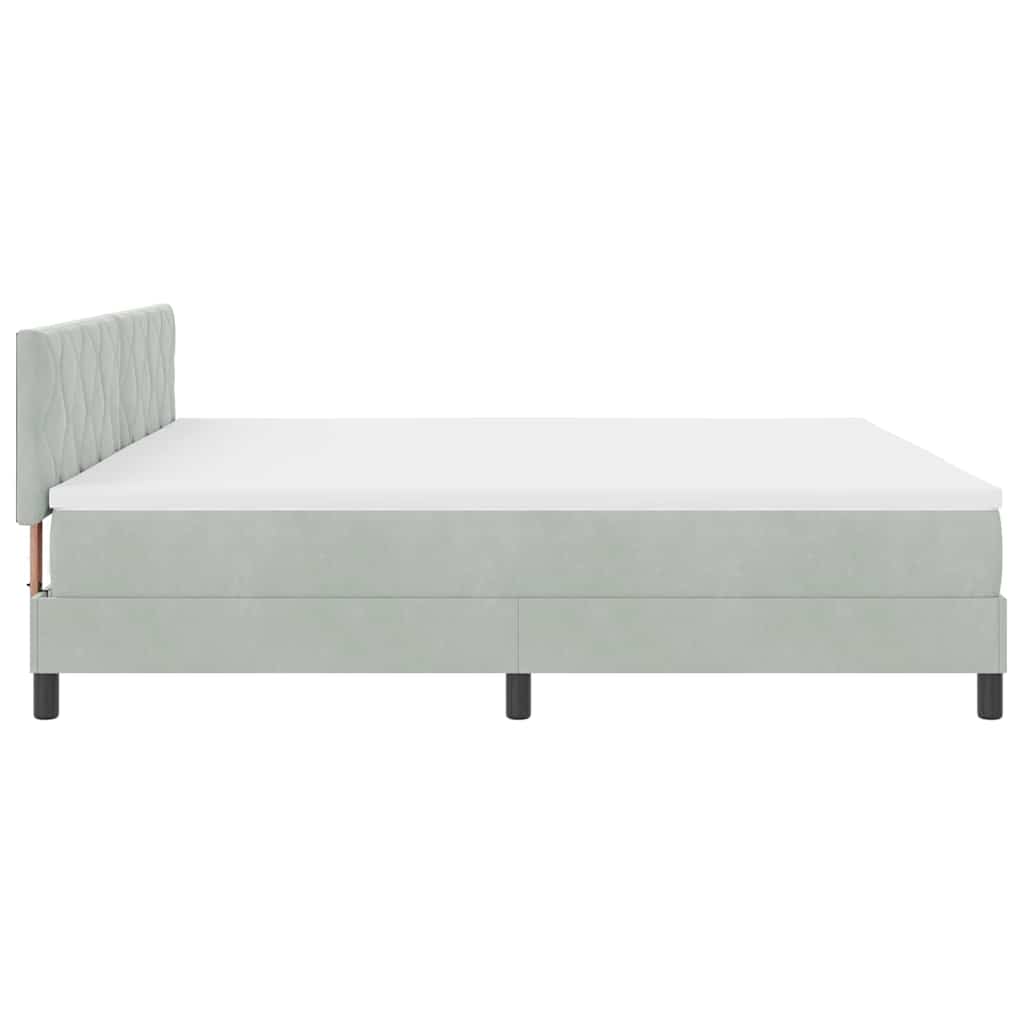 Lit à ressorts avec tête de lit Gris clair 200 x 200 cm Velours