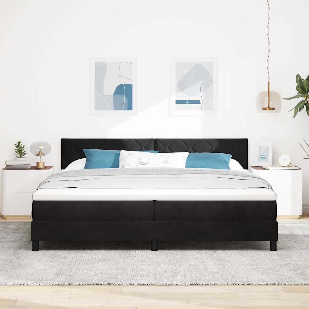 Lit à ressorts avec matelas Noir 200 x 200 cm Velours - XIOS