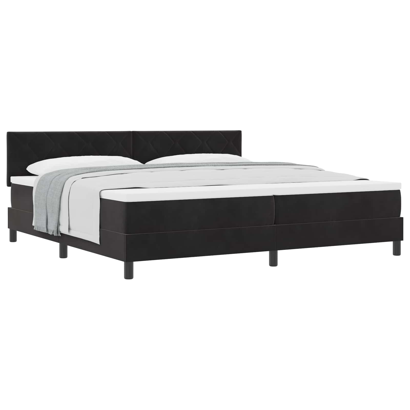 Lit à ressorts avec matelas Noir 200 x 200 cm Velours - XIOS