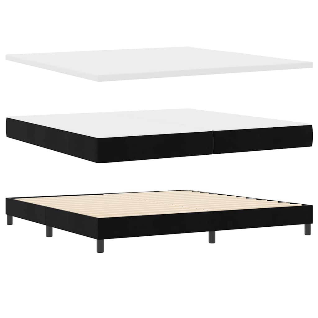 Lit à ressorts avec matelas Noir 200 x 200 cm Velours - XIOS