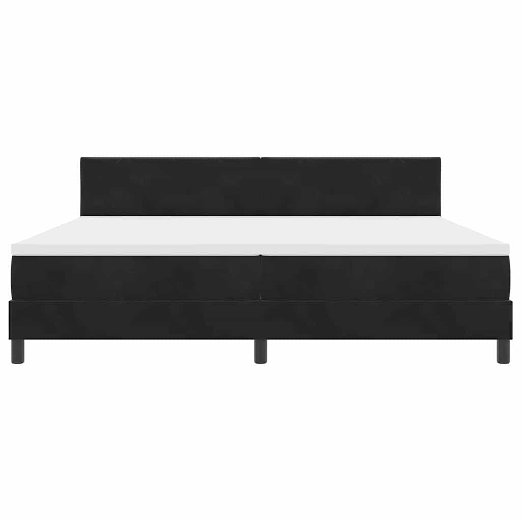 Lit à ressorts avec matelas Noir 200 x 200 cm Velours - XIOS