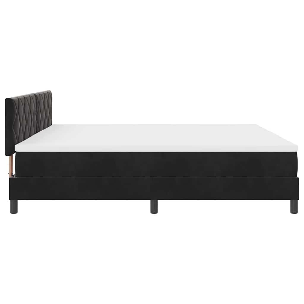 Lit à ressorts avec matelas Noir 200 x 200 cm Velours - XIOS