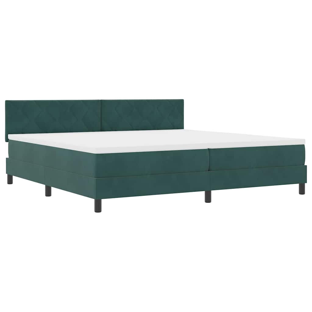 Lit à ressorts avec tête de lit Vert foncé 200 x 200 cm Velours