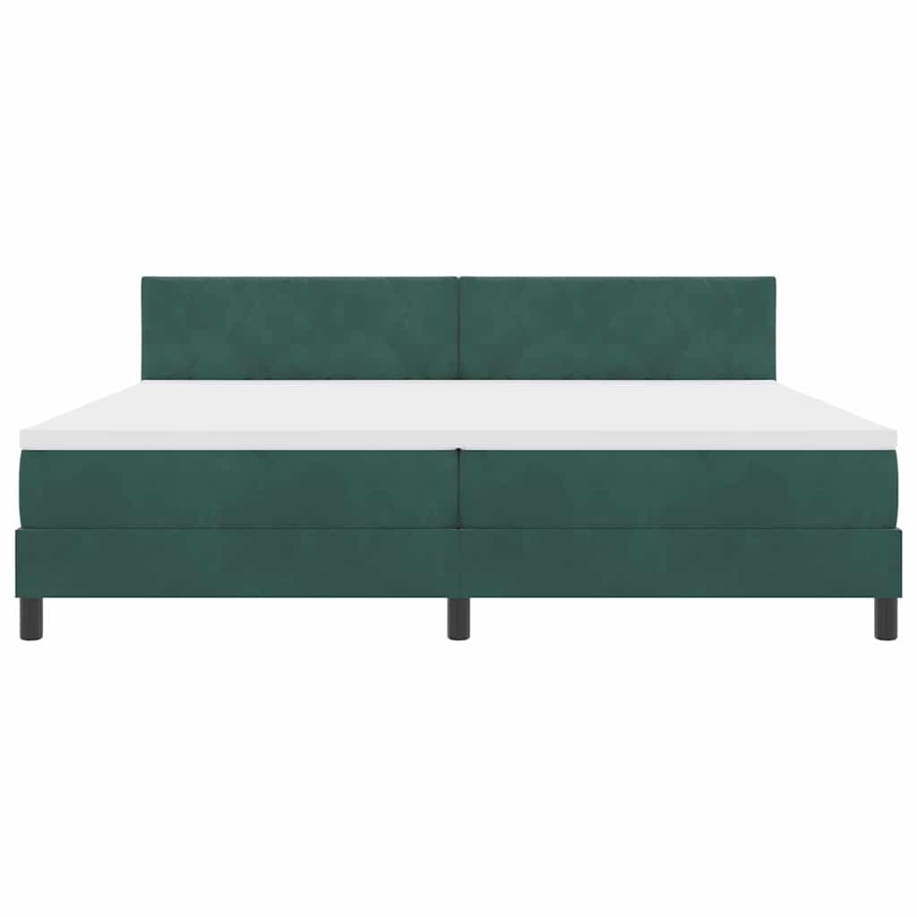 Lit à ressorts avec tête de lit Vert foncé 200 x 200 cm Velours