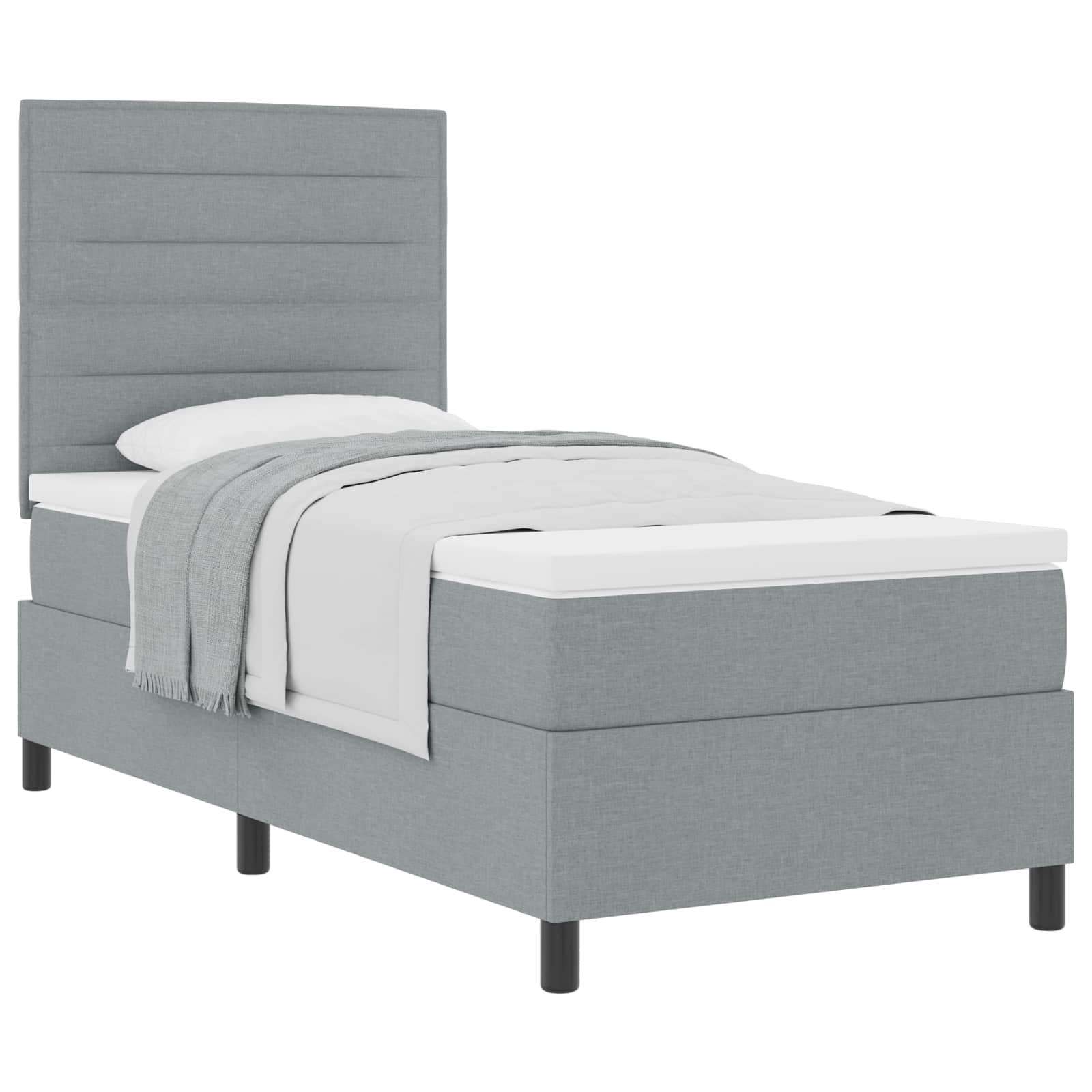Lit à ressorts avec matelas Gris clair 80 x 200 cm tissu - XIOS