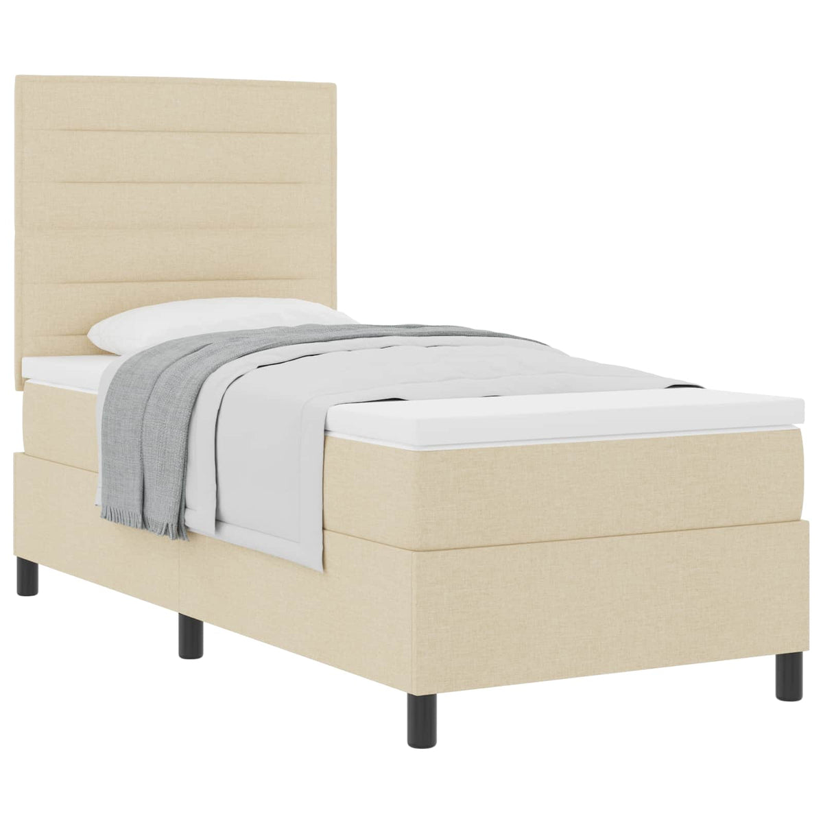 Lit à ressorts avec matelas Crème 80 x 200 cm tissu