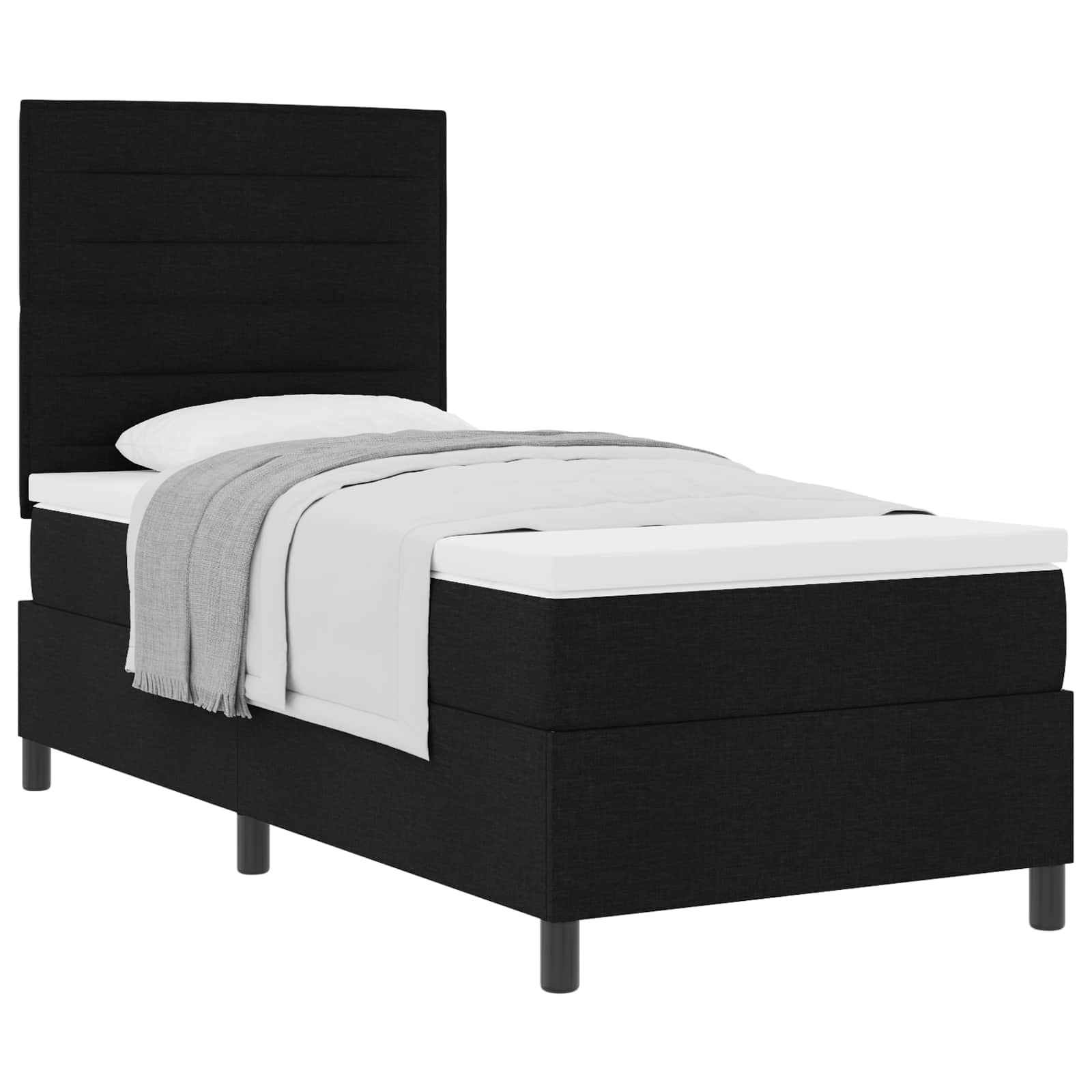 Lit à ressorts avec matelas Noir 90 x 190 cm tissu - XIOS