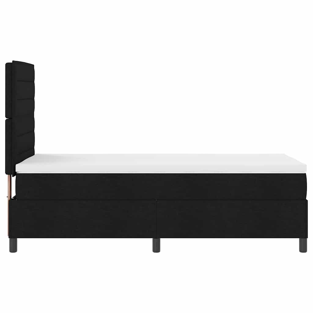 Lit à ressorts avec matelas Noir 90 x 200 cm tissu - XIOS