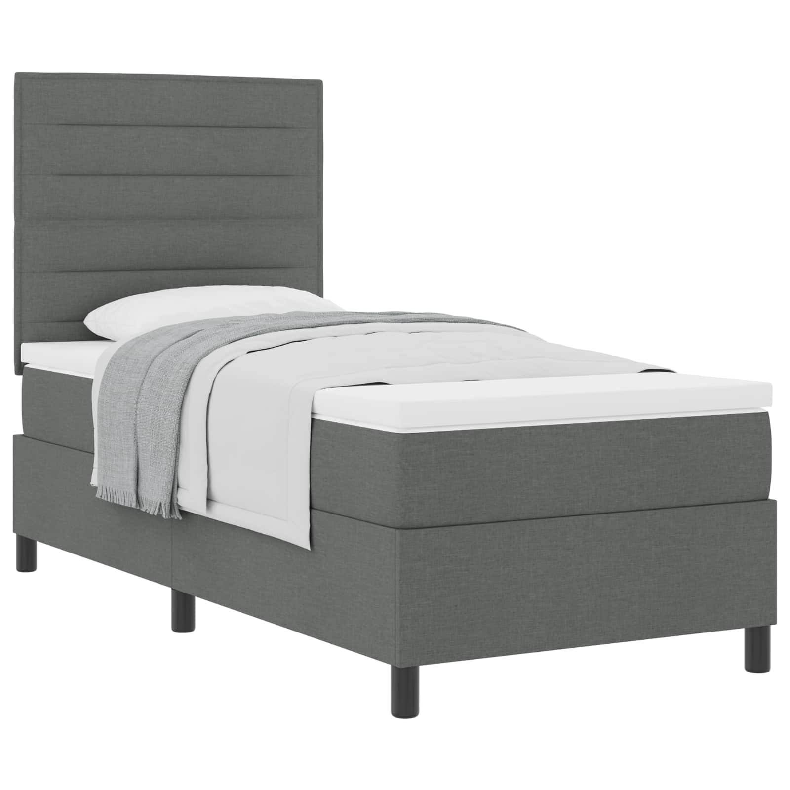 Lit à ressorts avec matelas Gris foncé 100 x 200 cm tissu - XIOS