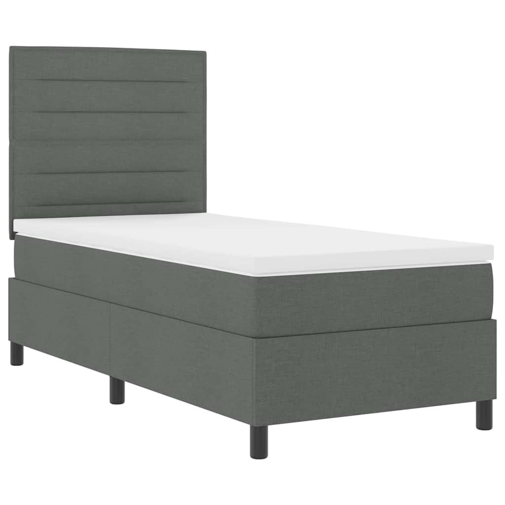 Lit à ressorts avec matelas Gris foncé 100 x 200 cm tissu - XIOS