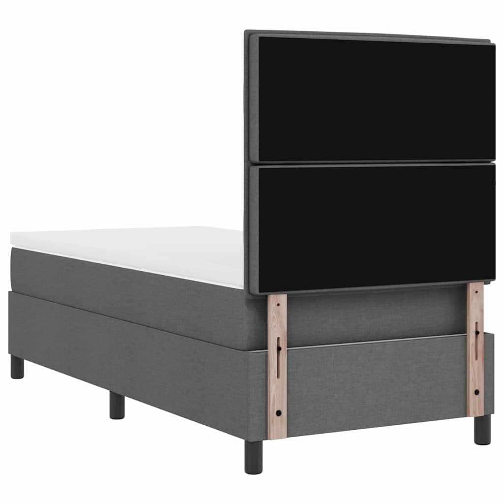 Lit à ressorts avec matelas Gris foncé 100 x 200 cm tissu - XIOS