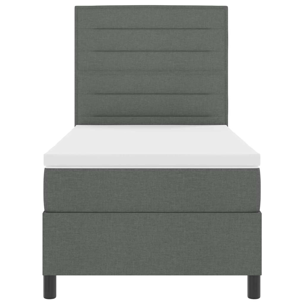 Lit à ressorts avec matelas Gris foncé 100 x 200 cm tissu - XIOS