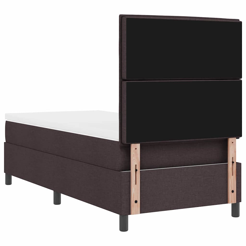 Lit à ressorts avec matelas Marron foncé 100 x 200 cm tissu - XIOS