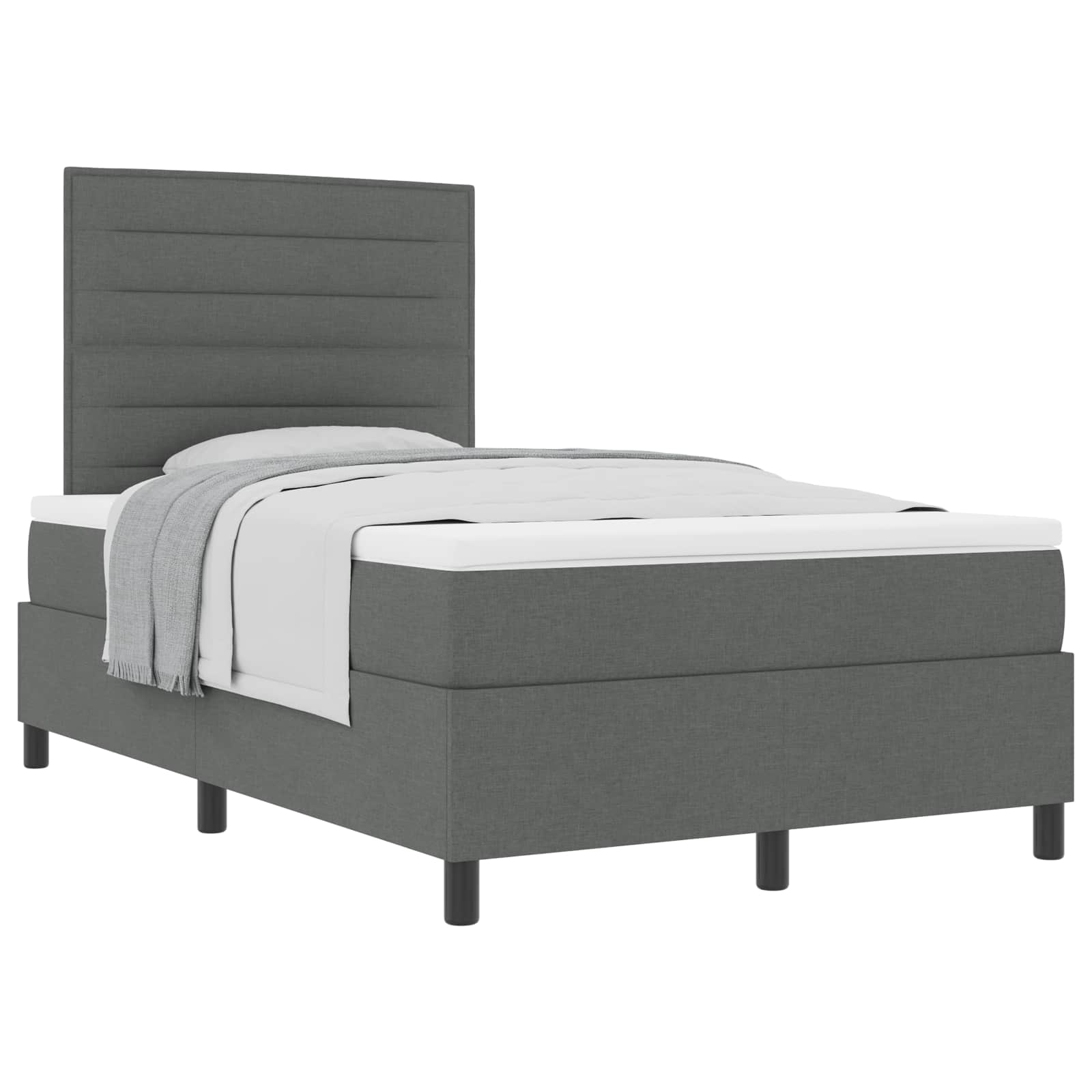 Lit à ressorts avec matelas Gris foncé 120 x 190 cm tissu - XIOS