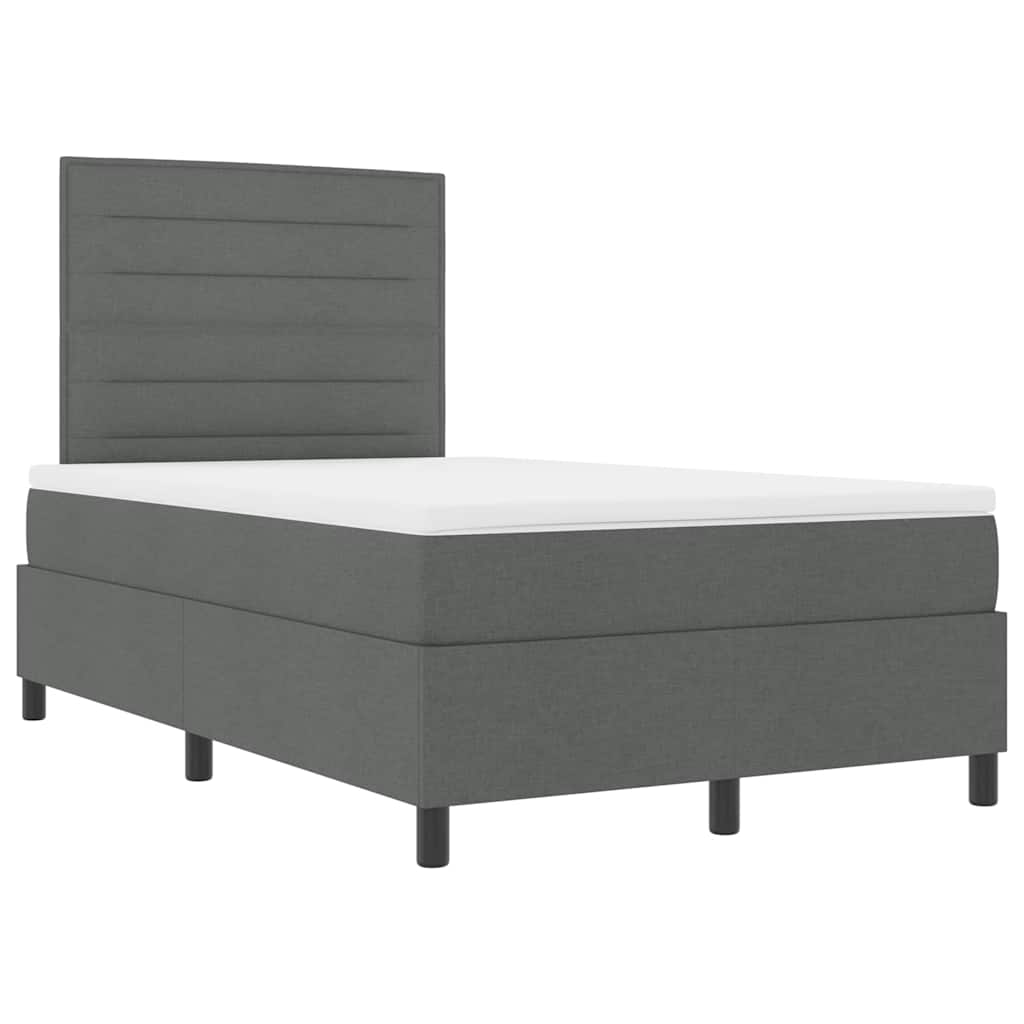 Lit à ressorts avec matelas Gris foncé 120 x 190 cm tissu - XIOS