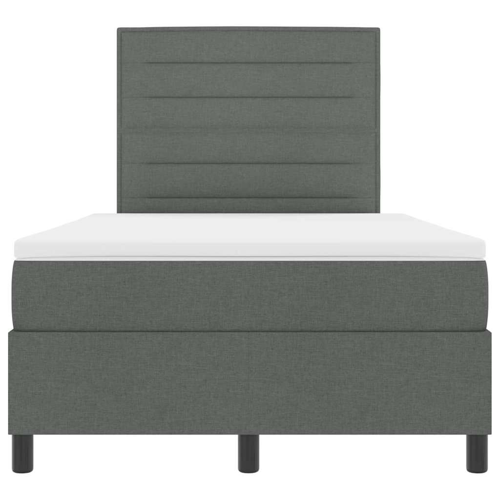Lit à ressorts avec matelas Gris foncé 120 x 190 cm tissu - XIOS