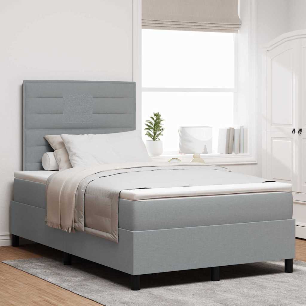 Lit à ressorts avec matelas Gris clair 120 x 200 cm tissu - XIOS