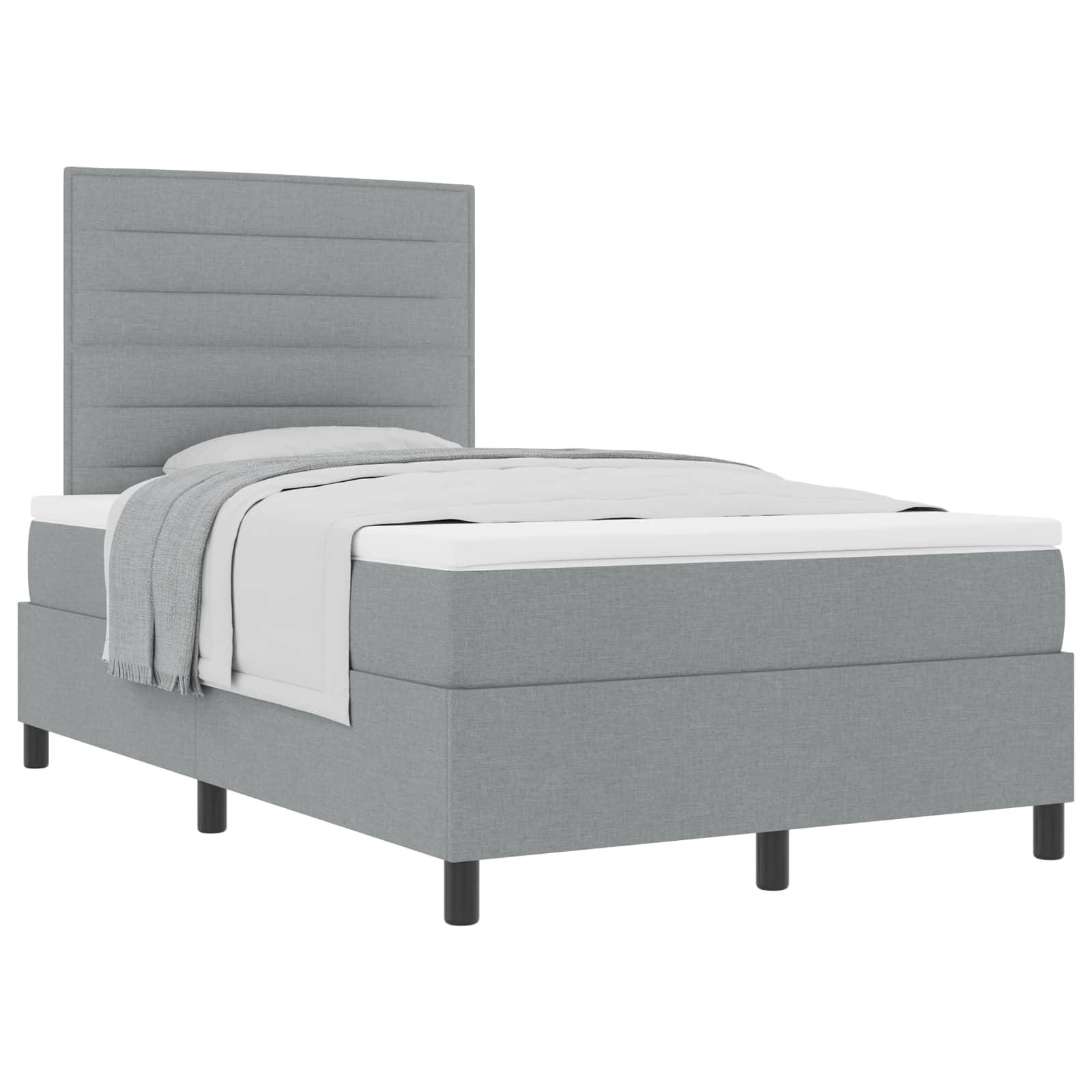 Lit à ressorts avec matelas Gris clair 120 x 200 cm tissu - XIOS