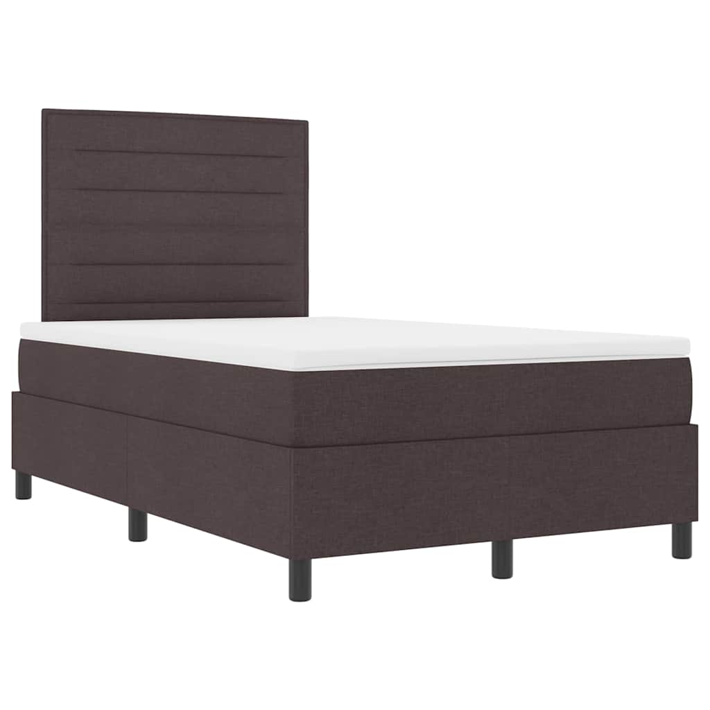 Lit à ressorts avec matelas Marron foncé 120 x 200 cm tissu - XIOS