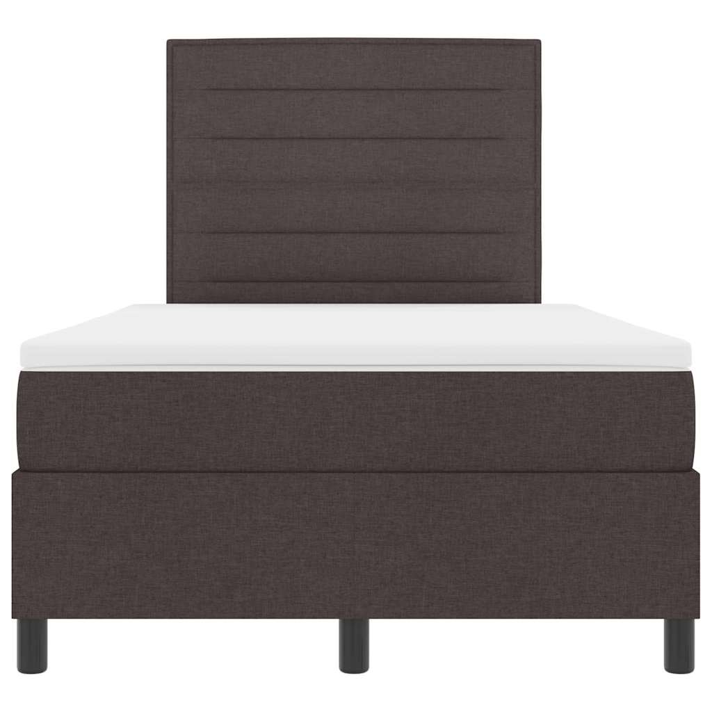 Lit à ressorts avec matelas Marron foncé 120 x 200 cm tissu - XIOS