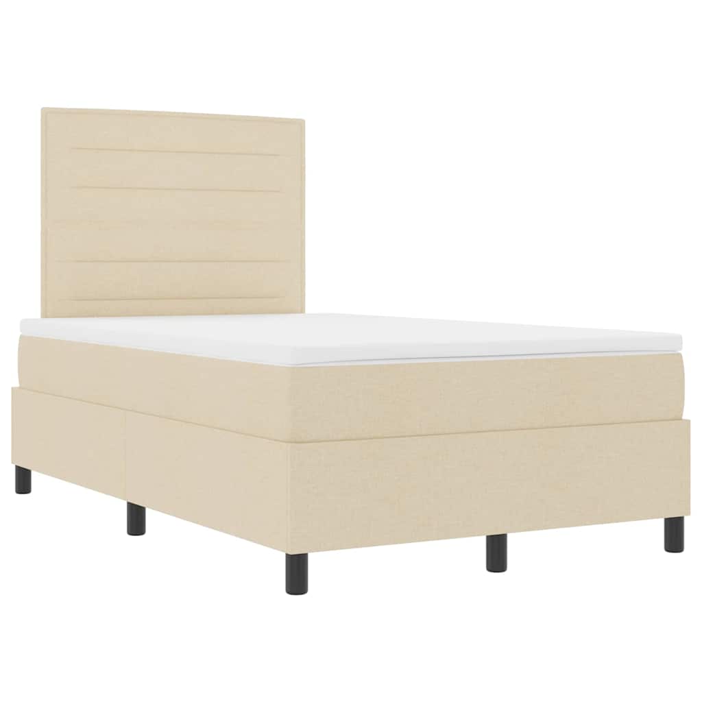 Lit à ressorts avec matelas Crème 120 x 200 cm tissu - XIOS