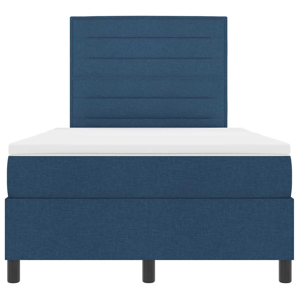 Lit à ressorts avec matelas Bleu 120 x 200 cm tissu