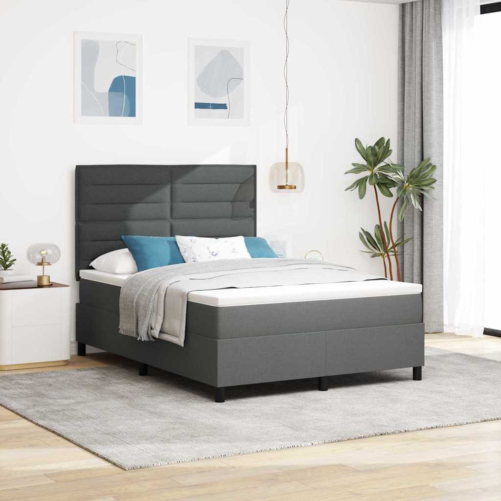 Lit à ressorts avec matelas Gris foncé 140 x 190 cm tissu - XIOS